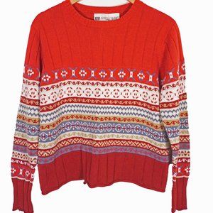 Faded Glory women’s red nordic pattern long sleeve Sweater Size XL